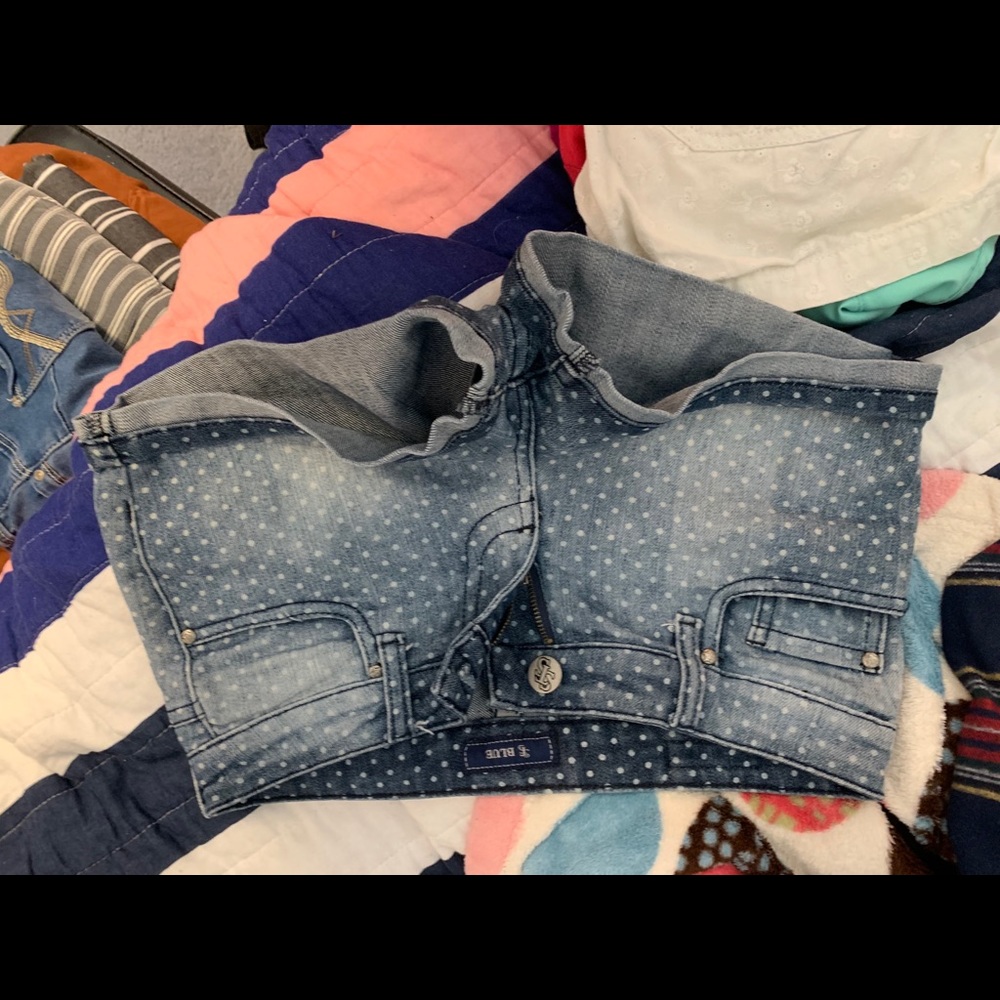 Blue jean polka dot shorts